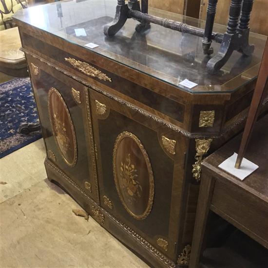 Walnut dwarf cabinet with inlay and gilt metal decoration(-)